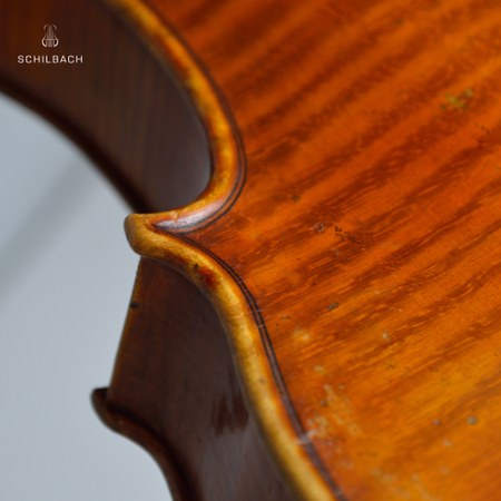 E. Praga, violin 1886 detail lower corner
